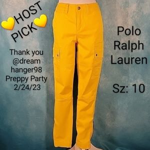 💜Polo Ralph Lauren Twill Utility Pants w/ Zip Ankles in Bright Yellow
